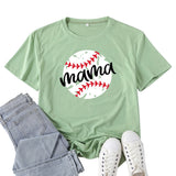 Boy Mama T Shirts Baseball Mama Pattern Printed T-shirt
