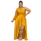 Nina Parker Dresses plus Size Fashion One Shoulder Loose Long Sleeve Dress
