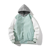Varsity Jacket Stand Collar Hooded Baseball Uniform Coat