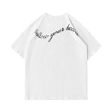 Men T Shirt Summer Casual Tops Love Heart Letter Print Short-Sleeve T-shirt Men round Neck Trend Loose Half Sleeve