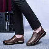 Loafers for Men First Layer Cowhide Men's Leather Shoes Soft Bottom Soft Surface Slip-on
