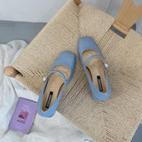 Nude Pumps Block Heel Mary Jane Leather Shoes