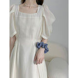 Kim Kardashian Marilyn Monroe Dress Summer French Gentle Square Collar Dress