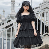 Gothic Lolita Harajuku Style Clothing Three-Section Lolita Dress Sicilian Op Summer Elegant Retro Chiffon Dress