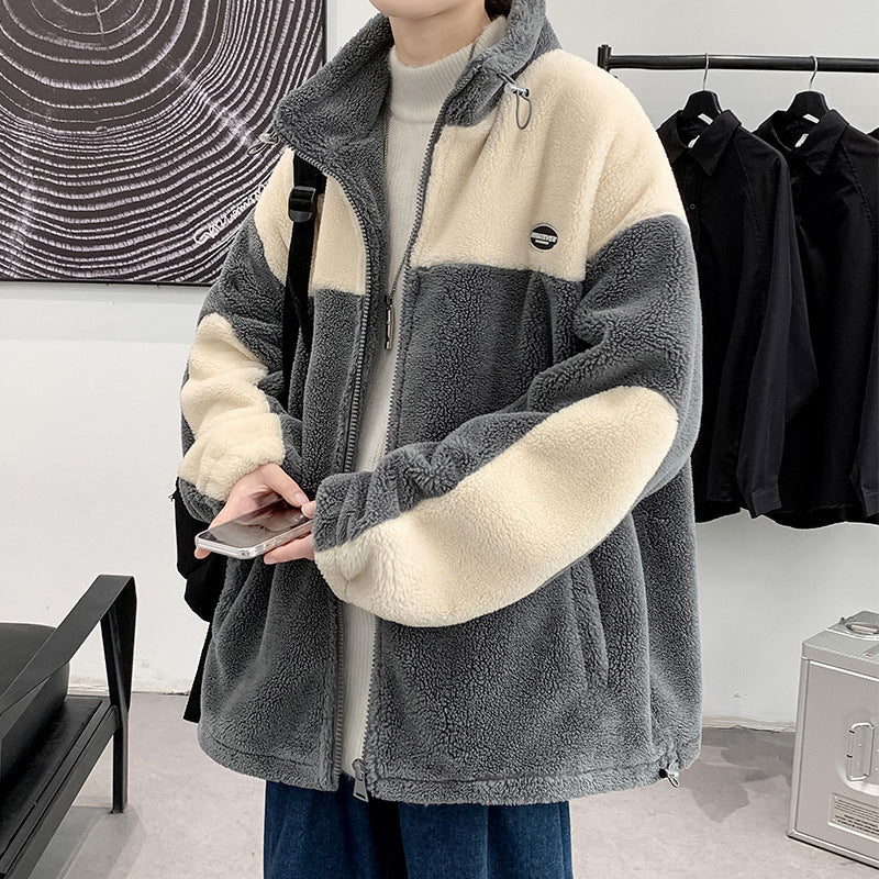 Men's Autumn Winter Coat Fleece-Lined Thickened Cotton-Padded Coat