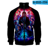 John Wick Keanu Hoodie John Wick 3 3D Printed Stand Collar Zipper Jacket