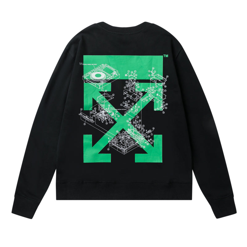 Off White Long Sleeve round Neck Neck Sweater for Men and Women