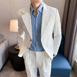 Seersucker Suit Striped Suit Cropped Pants Two-Piece Suit