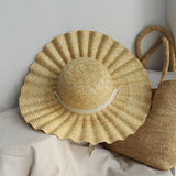 Straw Hat Lace-up Dome Big Brim Beach Hat Sun Hat