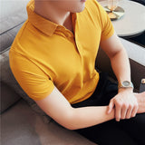 Men Polo Shirts Short Sleeve Lapel T-shirt