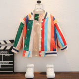 Toddler Boys Jackets Boys Spring and Autumn Coat Stripes Children's Baseball Uniform