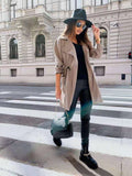 Beth Dutton Outfits Fall Winter Fashion Lapel Long Sleeve Drawstring Trench Coat Coat Top
