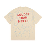 Present T Shirt Present Short Sleeve Men's Vintage Lightning Skull Wash Couple Trendy Brand T-shirt