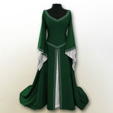 Vintage Empire Waist Dress Medieval Women's Halloween V-neck Slim Dress
