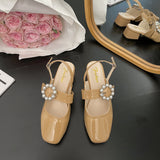 Nude Pumps Block Heel Sandals
