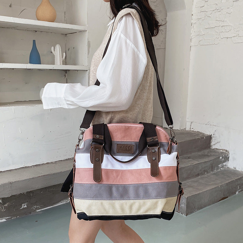 The Teacher Tote Canvas Women's Bag Shoulder Messenger Bag Women's Large Capacity Retro Patchwork Handbag