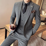 Seersucker Suit Three-Piece Suit for Men