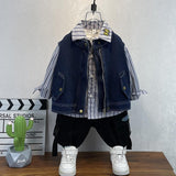 Toddler Boys Jackets Boys Autumn Clothing Suit Children's Shirt Cowboy Two-Piece Vest Set