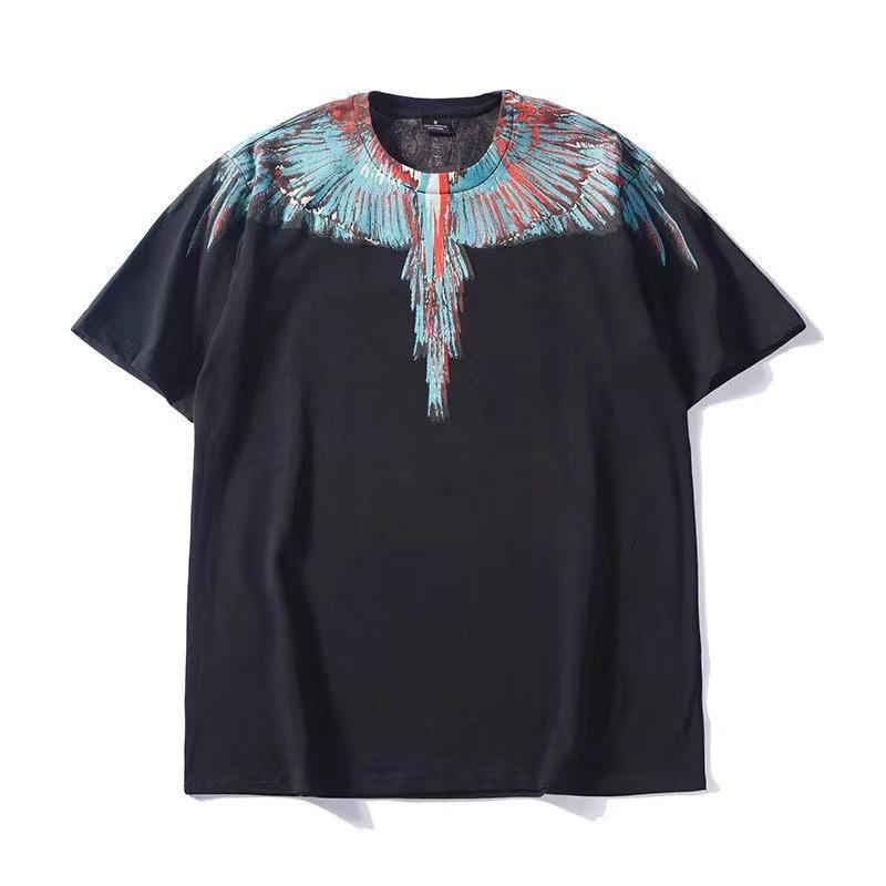 Marcelo Burlon T Shirt Fashion Brand Colorful Wings Feather Short Sleeve T-shirt Men and Women Hip Hop Oversize Loose High Street Half Sleeve