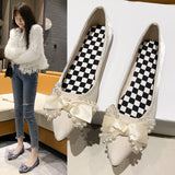 Nude Chunky Heel Bowknot Women's Shoes