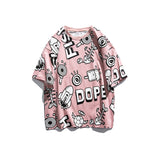 Graffiti Letter Short Sleeve T-shirt Men's Summer round Neck Half Sleeve Top Couple's Cotton All-Match Half Sleeve