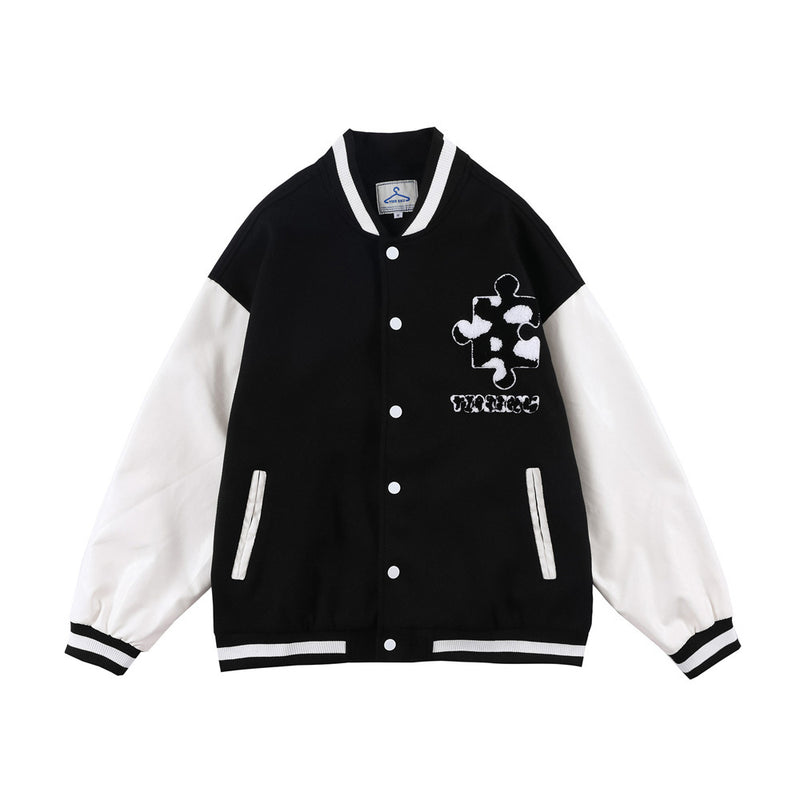 Letterman Jacket Outfit Senior Jackets Varsity Baseball Coat Baseball Uniform Men's Loose Stand-up Collar Jacket