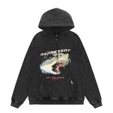 Represent Hoodie Represent Shark Head Portrait Letter Print American High Street Washed and Worn Retro Hooded Sweater Hoodie Winter