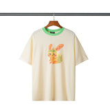We11done T Shirt Rabbit Cartoon Character Print Loose Solid Color Men and Women