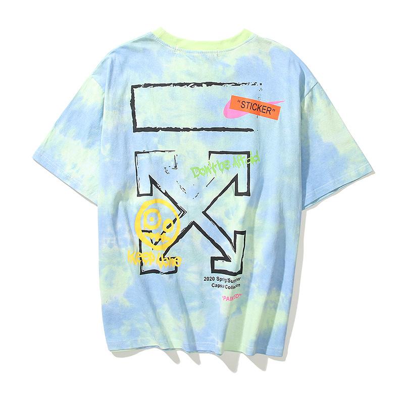 Off White T Shirt Summer Ow Cel Shading Arrow Print Round Neck Tshirt Color Matching  Casual Short Sleeve Unisex Owt