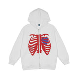 Skeleton Hoodie Skeleton Printed Zip Jacket Cardigan Hoodie Sweatshirt