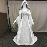 Vintage Empire Waist Dress Women's Solid Color Long Sleeve Hooded Dress