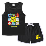 Children Pokemon Pikachu Tshirts & Shorts Casual Sports Sweat-Absorbent Suit Neutral