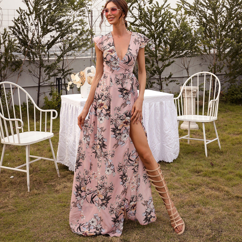 Bohemian Beach Dress Chiffon Print Sleeveless
