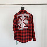 Off White Sweatshirt Long Sleeve Autumn Shirt Autumn Off Irregular Splash Ink Spray Paint Arrow Plaid Shirt for Men and Women