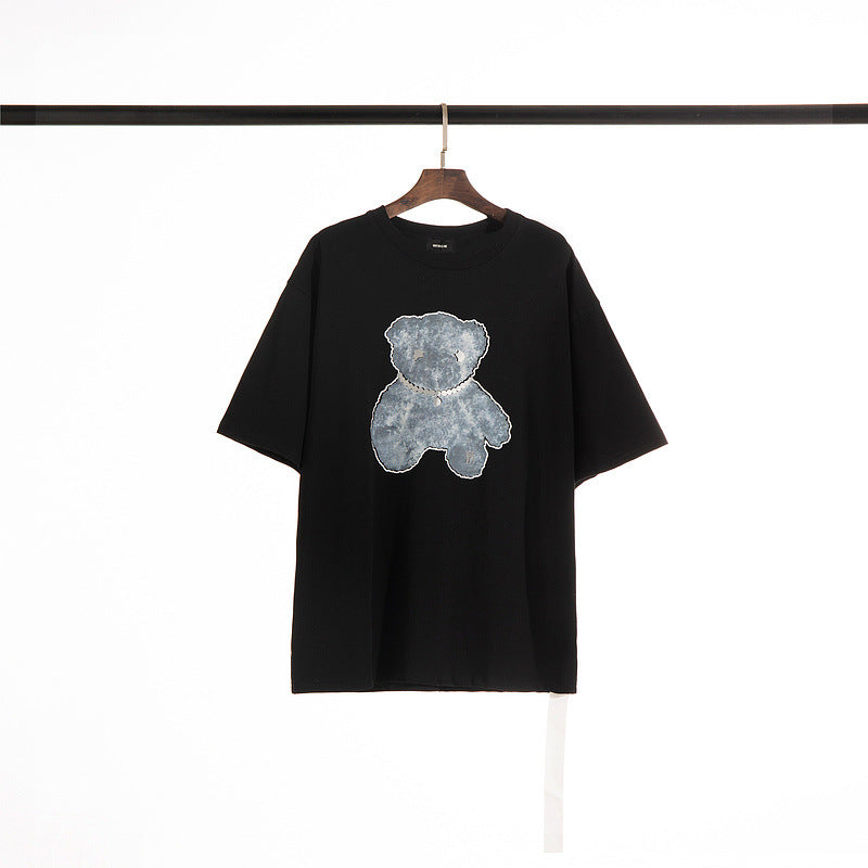 We11done T Shirt Spring/Summer Bear Printed All-Matching Short Sleeve Loose Necklace Eyes