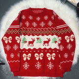 Gothic Lolita Harajuku Style Dressing Autumn Christmas Loose Outer Wear Red Cute Sweater