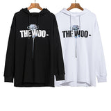 Black Rose Hoodie Vlone Sweater Hooded Big V Rose Print