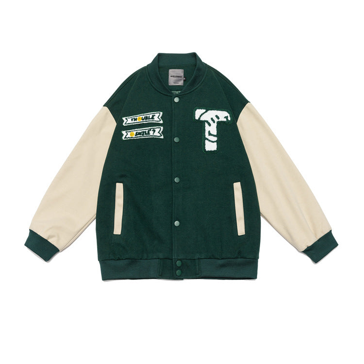 Letterman Jacket Outfit Senior Jackets Varsity Baseball Coat Retro Alphabet Loose Couple Casual Jacket
