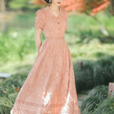 Women cottagecore Dress Summer Vintage Dress Patchwork Skirt