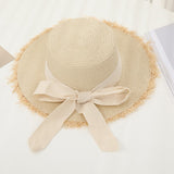 Straw Hat Bow Straw Hat Summer Outdoor Sun Protection Seaside Beach Hat
