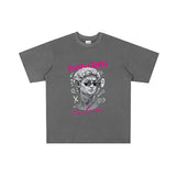Rock Star T Shirt Washed Printed High Street T-shirt Short Sleeve Loose Cotton