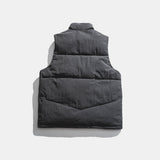 Man Fall Winter Outfis Winter Wear Solid Color Simple Stand Collar Vest Boys Leisure Cargo Top