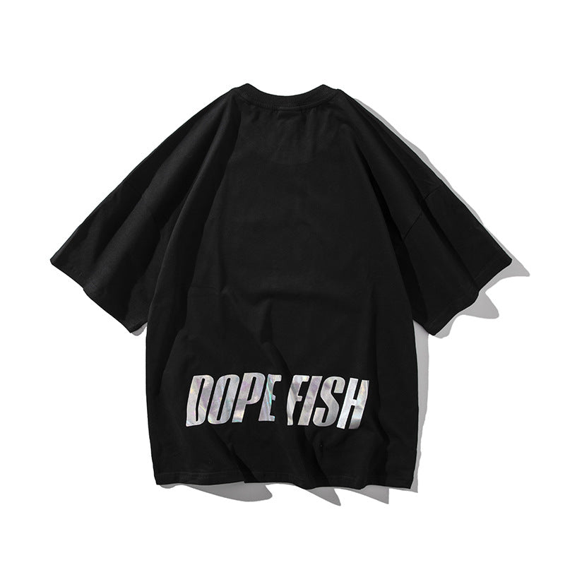 Men Tshirts Couple Loose and Simple Men's All-Matching Hip Hop Letters Half-Length Sleeves T-shirt