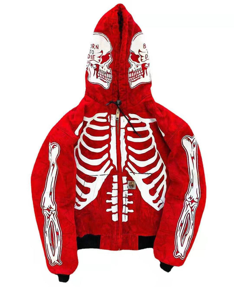 Skeleton Hoodie Spring and Autumn Thin Skull Hooded Sweater Cardigan