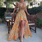 Women Bohemian Dress Spring and Summer Sexy Printed Dress