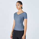 Moisture Wicking Shirts Spring/Summer Sports T-shirt V-neck Running Training Undershirt for Women
