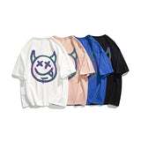 Men's T-shirt Cotton Short-Sleeved T-shirt Men's Summer Loose Casual Half Sleeves Clothes Men's Devil Print T-shirt