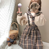 Gothic Lolita Harajuku Style Clothing Versatile Student Pullover Sweatshirt Retro Loose-Fitting Overalls Skirt