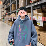 Smiley Face Hoodie Smiley Sweater Men's Spring and Autumn Hooded Loose Clothes Autumn