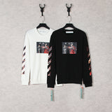Off White Long Sleeve Round Neck Sweater Autumn And Winter Caravaggio Oil Painting Printing Crew Neck Pullover Sweatshirt